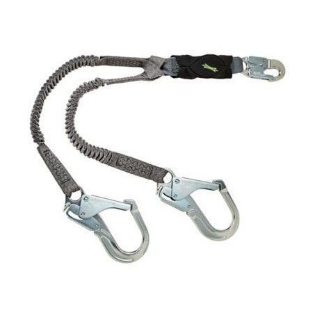 Msa Safety V-Series Stretch Twin-Leg Energy Absorbing Lanyard, 6', 36Cl Large Snaphooks 10193555